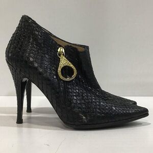 Bionda Castana Elegant Black Snakeskin Women's High Heel Ankle Boots Size 39